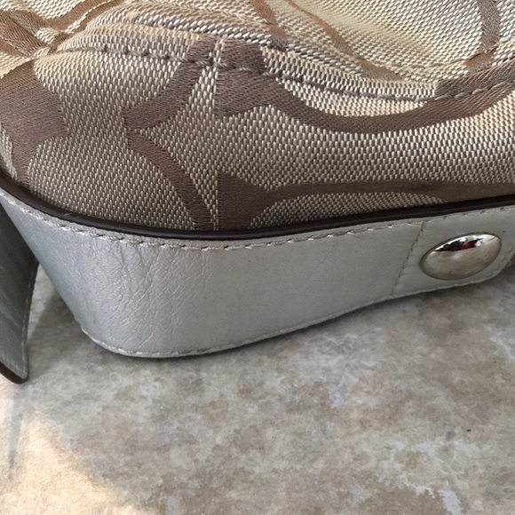 Coach Slouchy Signature Logo Tote Metallic Leather Large Handbag - Picture 11 of 14